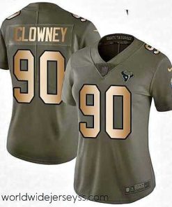 Superbly made Womens Nike Houston Texans 90 Jadeveon Clowney Limited OliveGold 2017 Salute to Service NFL Jersey