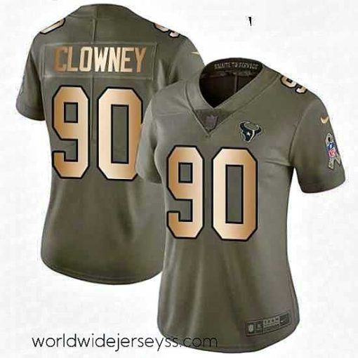 Superbly made Womens Nike Houston Texans 90 Jadeveon Clowney Limited OliveGold 2017 Salute to Service NFL Jersey