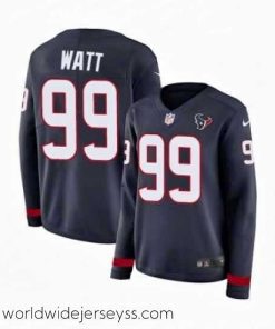 Exquisitely designed Womens Nike Houston Texans 99 JJ Watt Limited Navy Blue Therma Long Sleeve NFL Jersey
