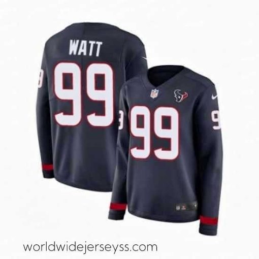Exquisitely designed Womens Nike Houston Texans 99 JJ Watt Limited Navy Blue Therma Long Sleeve NFL Jersey