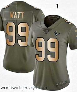Superbly made Womens Nike Houston Texans 99 JJ Watt Limited OliveGold 2017 Salute to Service NFL Jersey