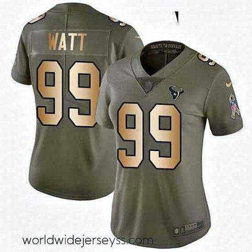 Superbly made Womens Nike Houston Texans 99 JJ Watt Limited OliveGold 2017 Salute to Service NFL Jersey