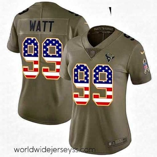 Superbly made Womens Nike Houston Texans 99 JJ Watt Limited OliveUSA Flag 2017 Salute to Service NFL Jersey