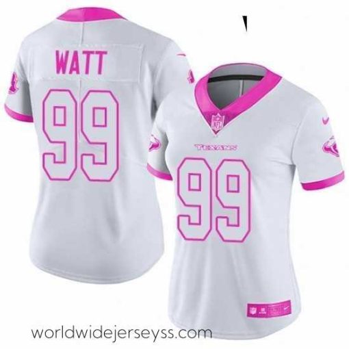Exquisitely designed Womens Nike Houston Texans 99 JJ Watt Limited WhitePink Rush Fashion NFL Jersey