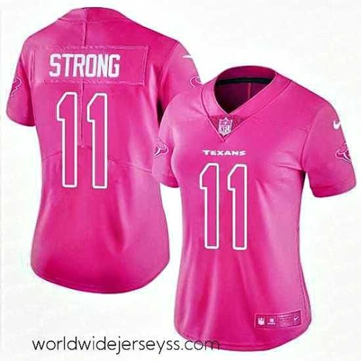Superbly made Womens Nike Texans #11 Jaelen Strong Pink  Stitched NFL Limited Rush Fashion Jersey