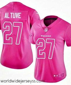Superbly made Womens Nike Texans #27 Jose Altuve Pink  Stitched NFL Limited Rush Fashion Jersey