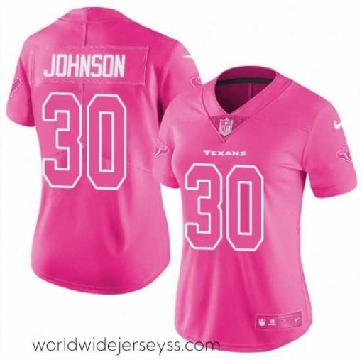 Superbly made Womens Nike Texans #30 Kevin Johnson Pink  Stitched NFL Limited Rush Fashion Jersey