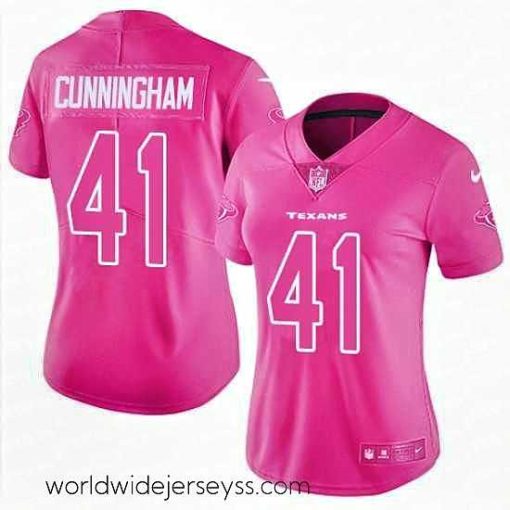 Marvelously styled Womens Nike Texans #41 Zach Cunningham Pink  Stitched NFL Limited Rush Fashion Jersey