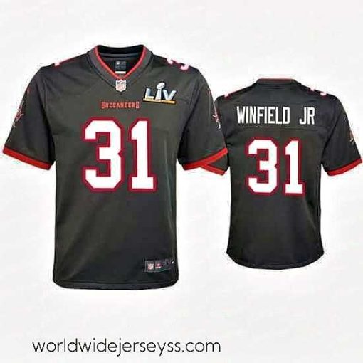 Superbly made Antoine Winfield Jr. Buccaneers Pewter Super Bowl Lv Game Jersey
