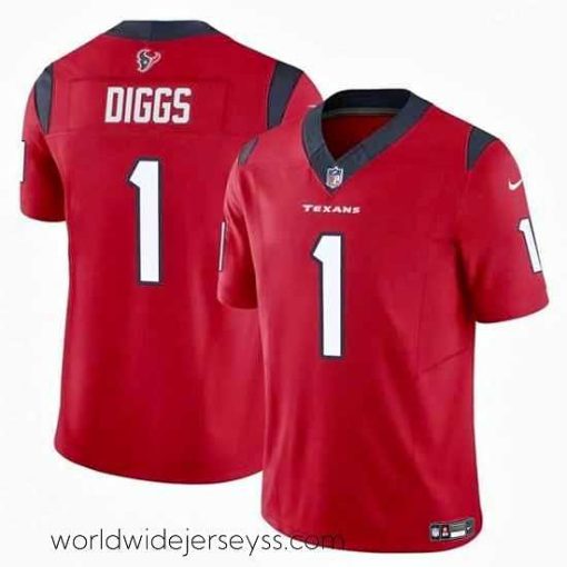 Exceptionally fashioned Houston Texans 1 Stefon Diggs Red 2024 F.U.S.E Vapor Untouchable Limited Stitched Football Jersey