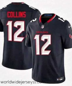 Exceptionally fashioned Houston Texans 12 Nico Collins Navy 2024 Alternate F.U.S.E Vapor Stitched Jersey