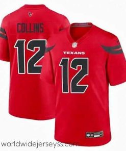 Superbly made Houston Texans 12 Nico Collins Red 2024 2nd Alternate F.U.S.E Vapor Stitched Jersey