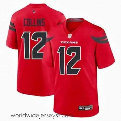 Superbly made Houston Texans 12 Nico Collins Red 2024 2nd Alternate F.U.S.E Vapor Stitched Jersey