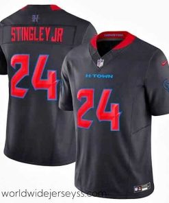 Superbly made Houston Texans 24 Derek Stingley Jr  Navy 2024 2nd Alternate F.U.S.E Vapor Stitched Football Jersey