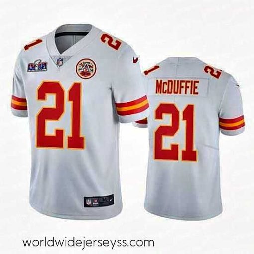 Superbly made Kansas City Chiefs 21 Trent McDuffie White Vapor Untouchable Limited Stitched Football 2024 Super Bowl LVIII Jersey