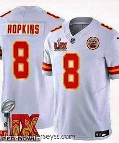 Exquisitely designed Kansas City Chiefs DeAndre Hopkins #8 White 2024 2025 Super Bowl LIX F.U.S.E Stitched Jersey