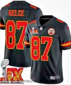 Superbly made Kansas City Chiefs Travis Kelce #87 Black 2024 2025 Super Bowl LIX F.U.S.E Stitched Jersey