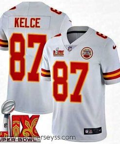 Exquisitely designed Kansas City Chiefs Travis Kelce #87 White 2024 2025 Super Bowl LIX F.U.S.E Stitched Jersey