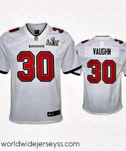 Superbly made Ke'Shawn Vaughn Buccaneers White Super Bowl Lv Game Jersey