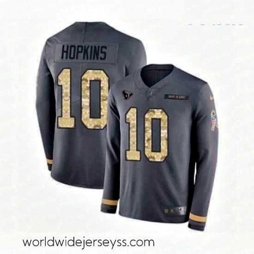 Exceptionally fashioned Nike Houston Texans 10 DeAndre Hopkins Limited Black Salute to Service Therma Long Sleeve NFL Jersey
