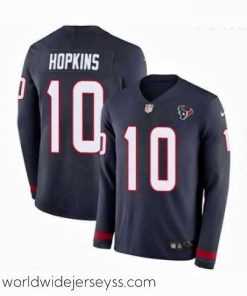 Exquisitely designed Nike Houston Texans 10 DeAndre Hopkins Limited Navy Blue Therma Long Sleeve NFL Jersey