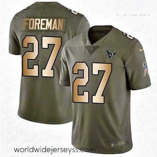 Exceptionally fashioned Nike Houston Texans 27 DOnta Foreman Limited OliveGold 2017 Salute to Service NFL Jersey