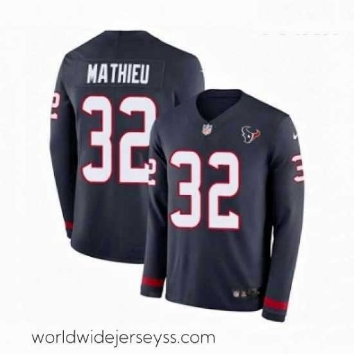 Exquisitely designed Nike Houston Texans 32 Tyrann Mathieu Limited Navy Blue Therma Long Sleeve NFL Jersey