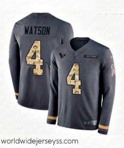 Finely crafted Nike Houston Texans 4 Deshaun Watson Limited Black Salute to Service Therma Long Sleeve NFL Jersey