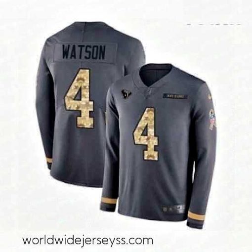 Finely crafted Nike Houston Texans 4 Deshaun Watson Limited Black Salute to Service Therma Long Sleeve NFL Jersey