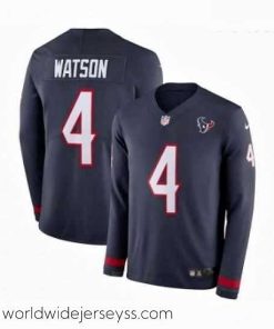 Exquisitely designed Nike Houston Texans 4 Deshaun Watson Limited Navy Blue Therma Long Sleeve NFL Jersey