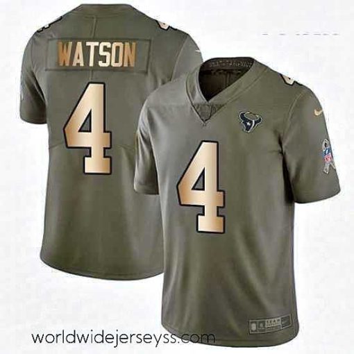 Exquisitely designed Nike Houston Texans 4 Deshaun Watson Limited OliveGold 2017 Salute to Service NFL Jersey