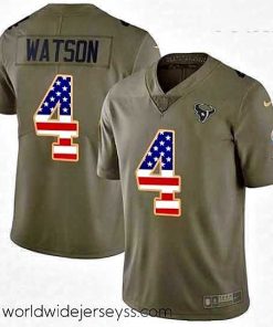 Exquisitely designed Nike Houston Texans 4 Deshaun Watson Limited OliveUSA Flag 2017 Salute to Service NFL Jersey