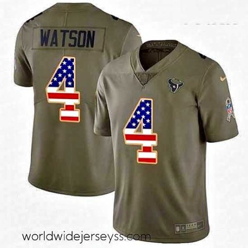 Exquisitely designed Nike Houston Texans 4 Deshaun Watson Limited OliveUSA Flag 2017 Salute to Service NFL Jersey
