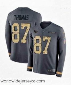 Exceptionally fashioned Nike Houston Texans 87 Demaryius Thomas Limited Black Salute to Service Therma Long Sleeve NFL Jersey