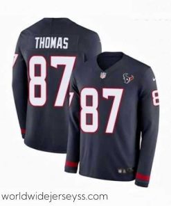 Exquisitely designed Nike Houston Texans 87 Demaryius Thomas Limited Navy Blue Therma Long Sleeve NFL Jersey