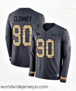 Finely crafted Nike Houston Texans 90 Jadeveon Clowney Limited Black Salute to Service Therma Long Sleeve NFL Jersey