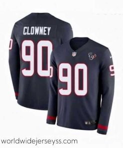 Superbly made Nike Houston Texans 90 Jadeveon Clowney Limited Navy Blue Therma Long Sleeve NFL Jersey