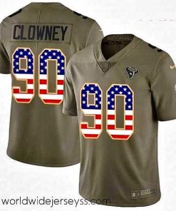 Superbly made Nike Houston Texans 90 Jadeveon Clowney Limited OliveUSA Flag 2017 Salute to Service NFL Jersey