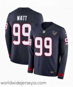 Finely crafted Nike Houston Texans 99 JJ Watt Limited Navy Blue Therma Long Sleeve NFL Jersey
