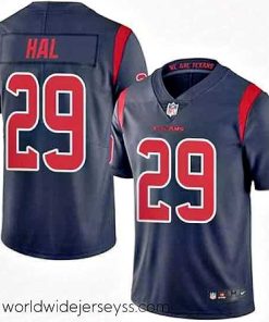 Marvelously styled Nike Texans #29 Andre Hal Navy Blue Stitched NFL Limited Rush Jersey