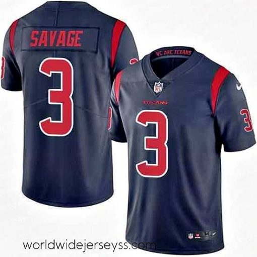 Superbly made Nike Texans #3 Tom Savage Navy Blue Stitched NFL Limited Rush Jersey