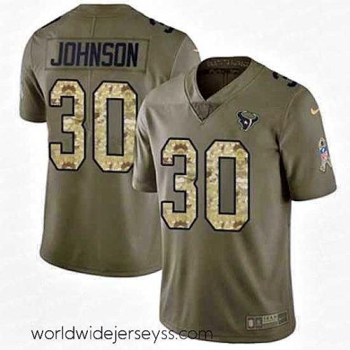 Superbly made Nike Texans #30 Kevin Johnson Olive Camo Stitched NFL Limited 2017 Salute to Service Jersey