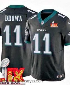 Exceptionally fashioned Philadelphia Eagles A.J. Brown #11 Black 2024 2025 Super Bowl LIX F.U.S.E Stitched NFL Jersey
