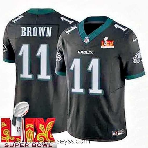 Exceptionally fashioned Philadelphia Eagles A.J. Brown #11 Black 2024 2025 Super Bowl LIX F.U.S.E Stitched NFL Jersey