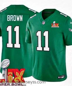 Exceptionally fashioned Philadelphia Eagles A.J. Brown #11 Kelly Green 2024 2025 Super Bowl LIX F.U.S.E Stitched NFL Jersey