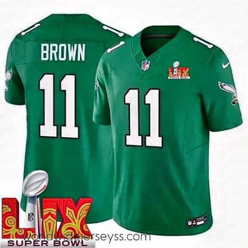 Exceptionally fashioned Philadelphia Eagles A.J. Brown #11 Kelly Green 2024 2025 Super Bowl LIX F.U.S.E Stitched NFL Jersey