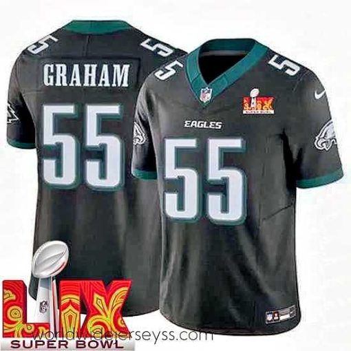 Superbly made Philadelphia Eagles Brandon Graham #55 Black 2024 2025 Super Bowl LIX F.U.S.E Stitched NFL Jersey