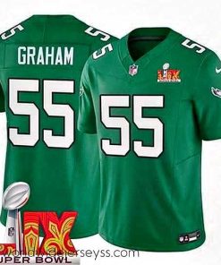 Finely crafted Philadelphia Eagles Brandon Graham #55 Kelly Green 2024 2025 Super Bowl LIX F.U.S.E Stitched NFL Jersey