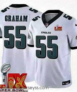 Marvelously styled Philadelphia Eagles Brandon Graham #55 White 2024 2025 Super Bowl LIX F.U.S.E Stitched NFL Jersey