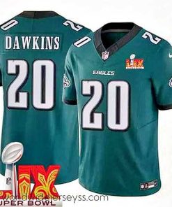 Exquisitely designed Philadelphia Eagles Brian Dawkins #20 Green 2024 2025 Super Bowl LIX F.U.S.E Stitched NFL Jersey